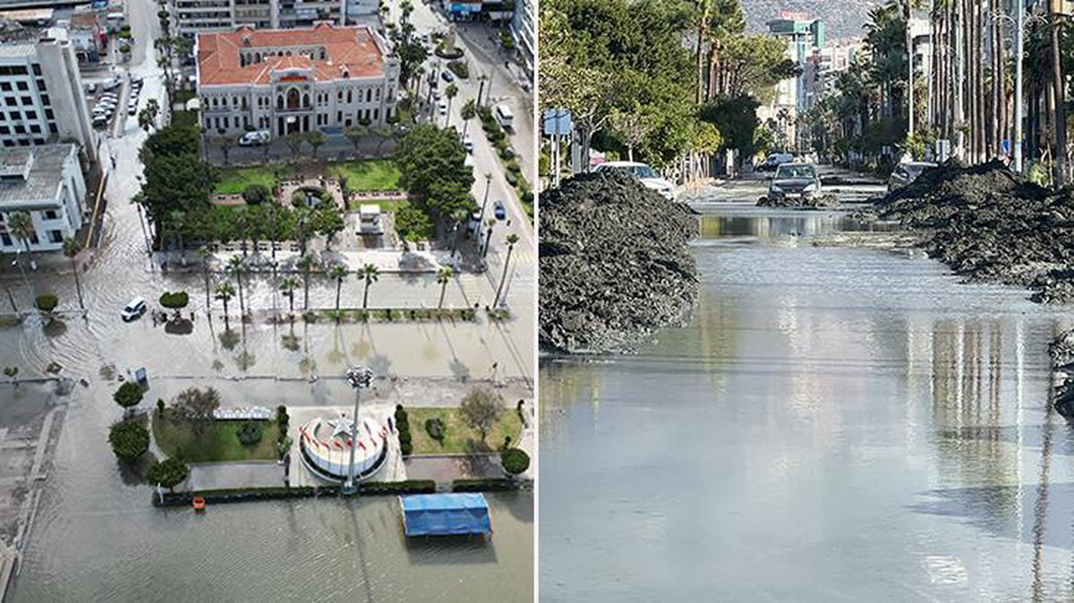Deprem sonrası tedirgin eden görüntü! İskenderun'da deniz seviyesi yükseldi, cadde ve sokakları su bastı