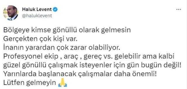 Ahbap Derneği'nin kurucusu Haluk Levent, vatandaşlara seslendi: Gönüllü olarak gelmeyin, yarardan çok zarar olabiliyor Ahbap Derneği'nin kurucusu Haluk Levent, vatandaşlara seslendi: Gönüllü olarak gelmeyin, yarardan çok zarar olabiliyor
