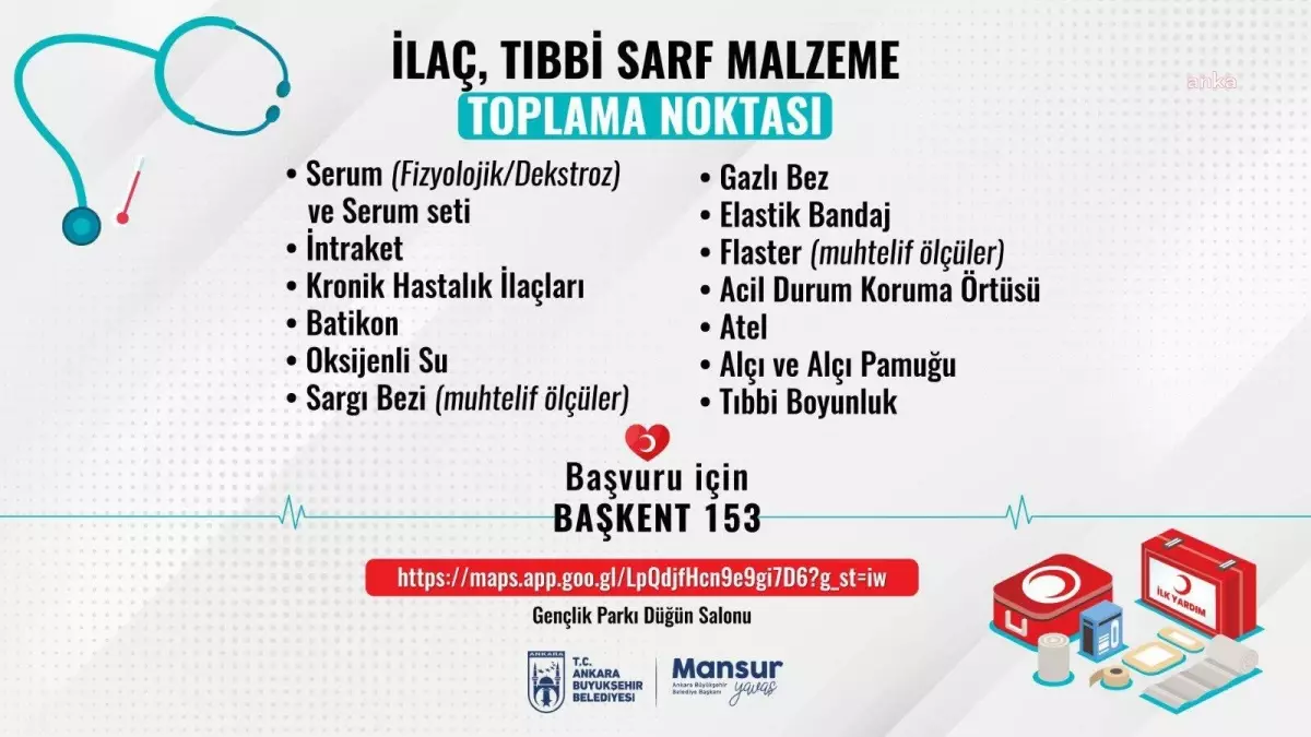 Ankara Büyükşehir, Depremzedeler İçin Yeni Bir Kampanya Başlattı: İlaç ve Tıbbi Sarf Malzeme Toplanıyor