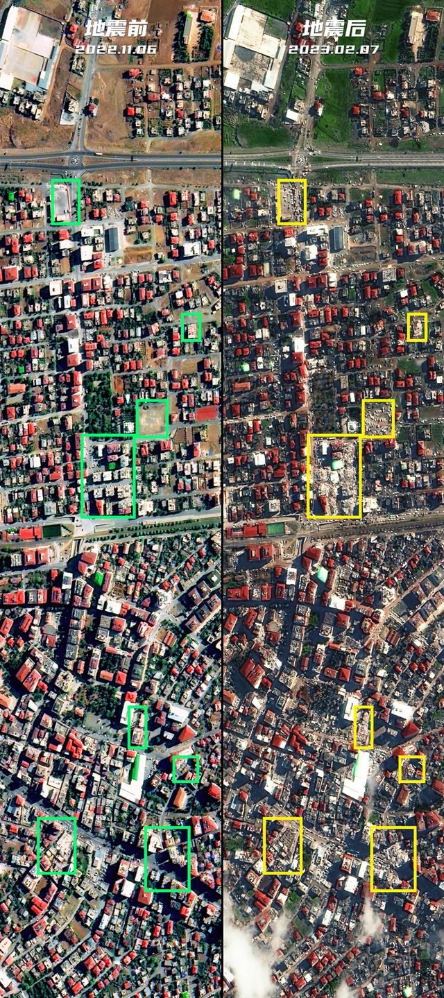 Çin'in Jilin-1 Uydu Görüntüleriyle Depremin Öncesi ve Sonrası Çin'in Jilin-1 Uydu Görüntüleriyle Depremin Öncesi ve Sonrası