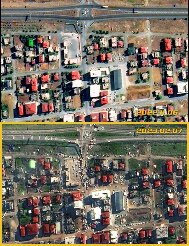 Çin'in Jilin-1 Uydu Görüntüleriyle Depremin Öncesi ve Sonrası Çin'in Jilin-1 Uydu Görüntüleriyle Depremin Öncesi ve Sonrası