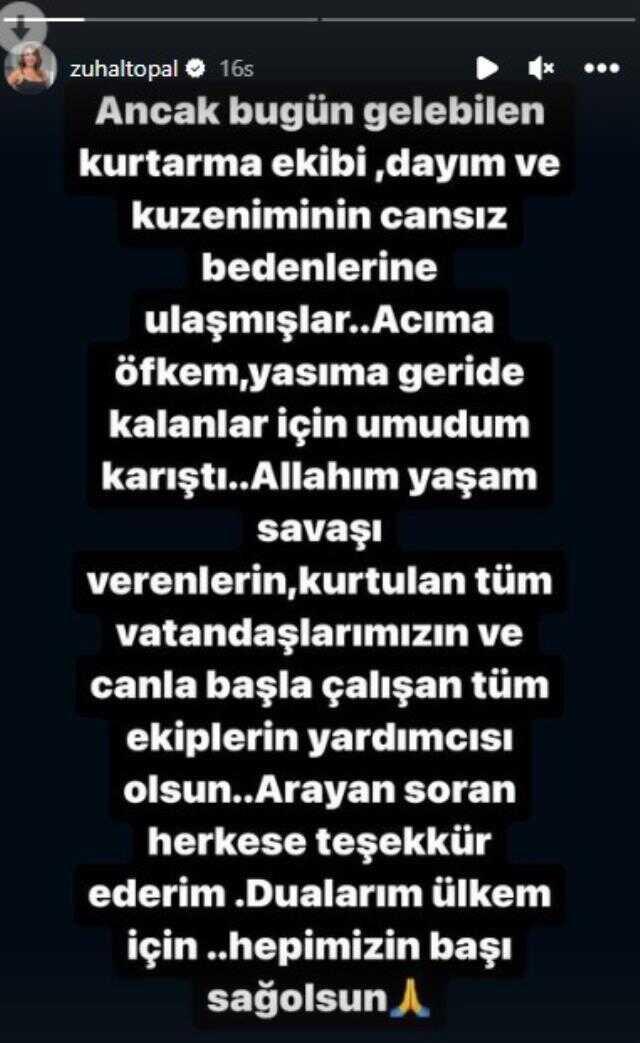 Depremde dayısı, kuzeni ve arkadaşını kaybeden Zuhal Topal acısını paylaştı: Yüreğim dağlandı