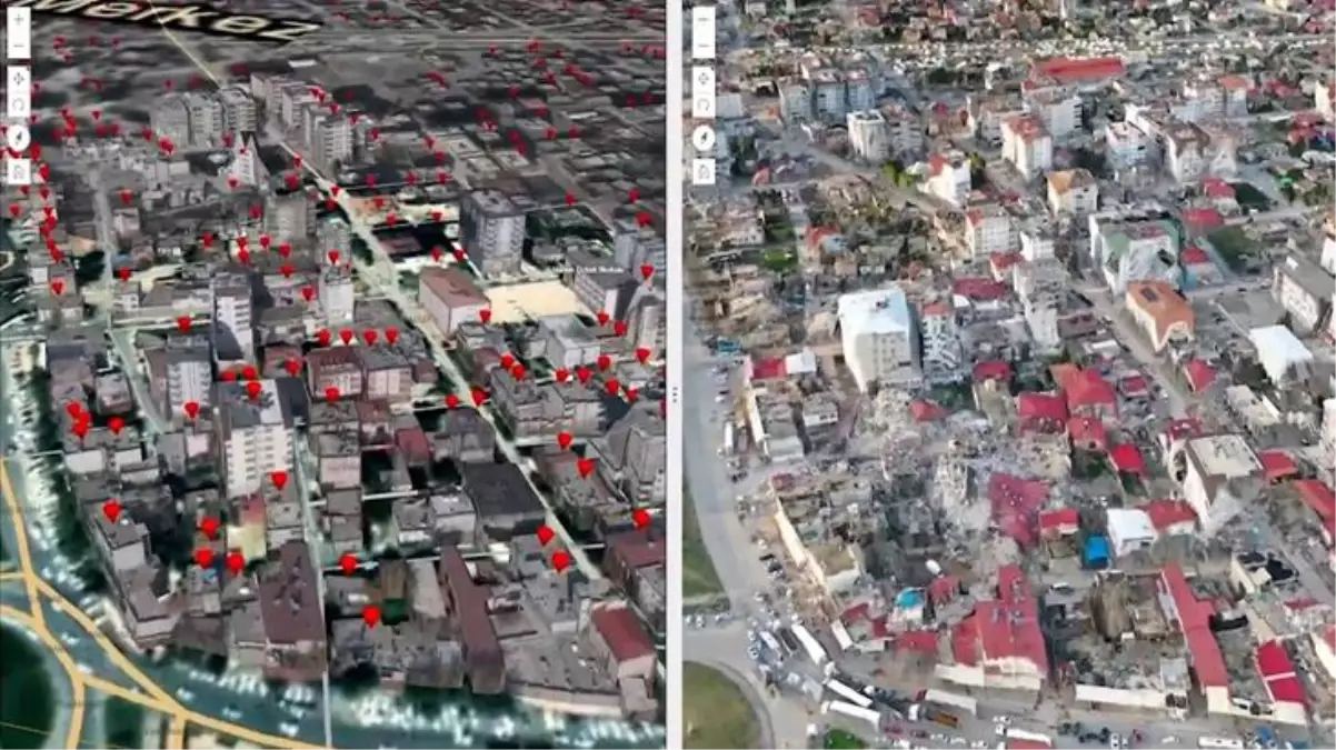 Depremin etkisi uzaydan görüntülendi! Hatay\'daki yıkım net olarak fark ediliyor