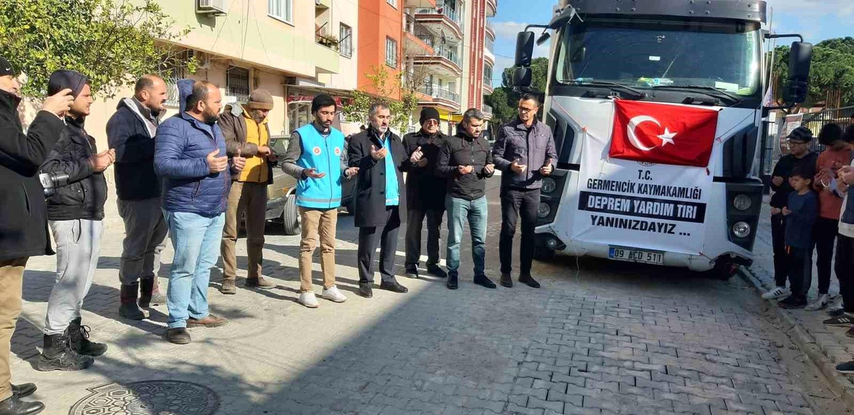 Germencik\'te yardım tırları deprem bölgelerine gitmeye devam ediyor