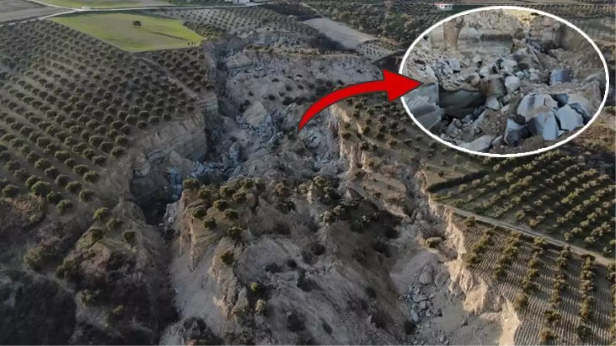 Hatay\'da zeytin tarlasında 30 metre derinliğinde dev bir yarık oluştu