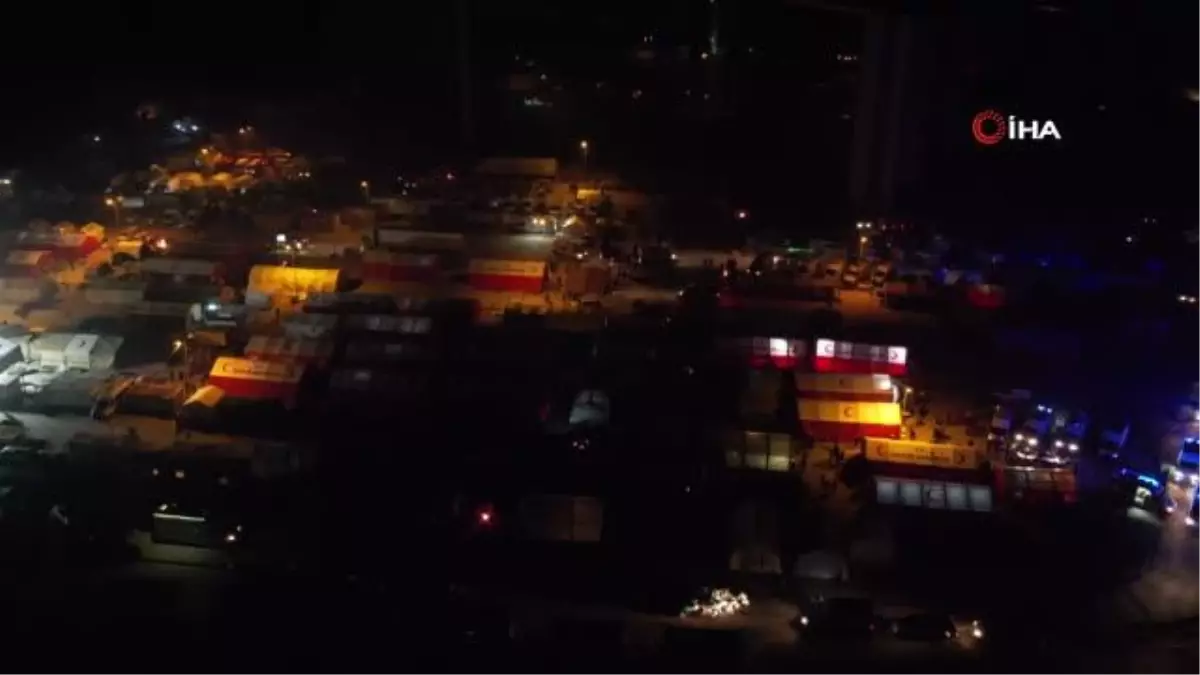 Hatay\'da depremzedeler için kurulan sahra hastanesi böyle görüntülendi