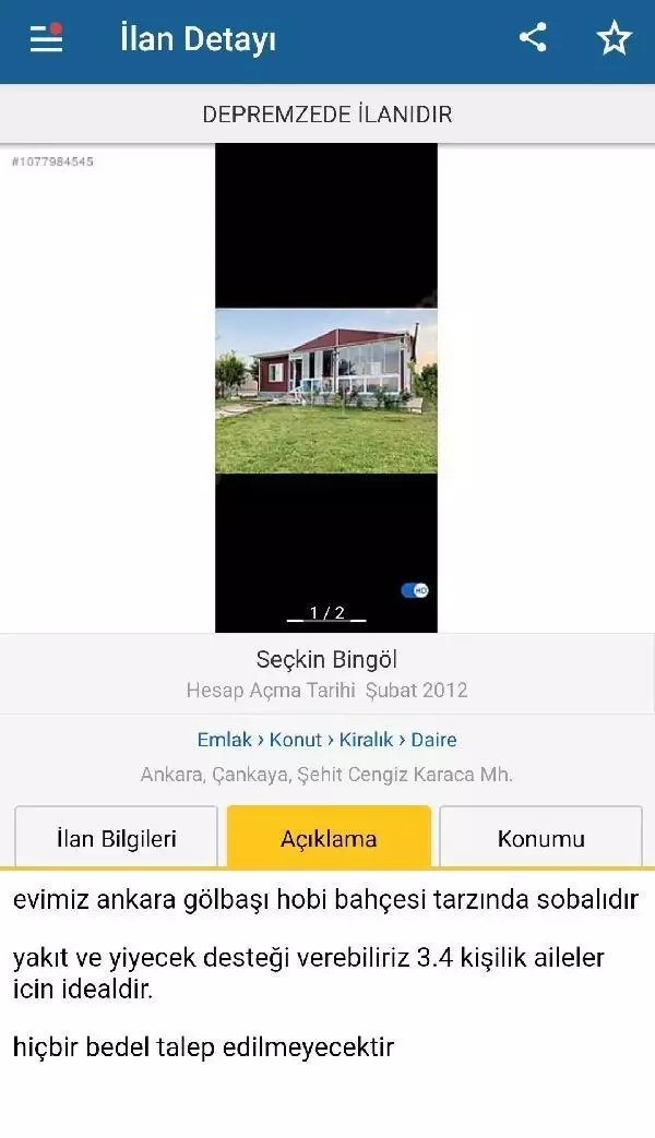 Kiralık evler depremzedeler için ücretsiz ilana dönüştü