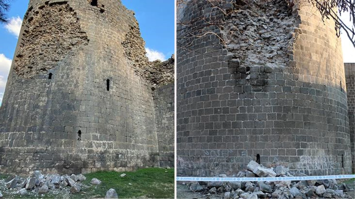 Şiddetli iki deprem 5 bin yıllık Diyarbakır Surları\'nı da vurdu