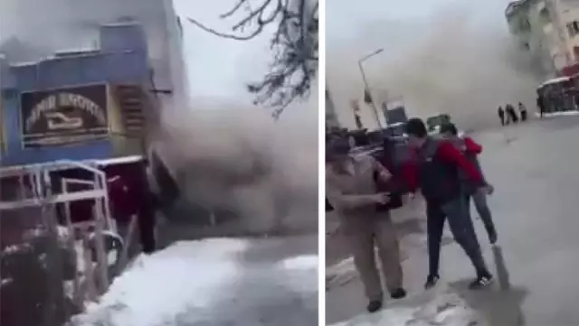 7.6'lık sarsıntının merkez üssü Elbistan'da deprem anı! Kamera nereye dönse bir bina yıkılıyor