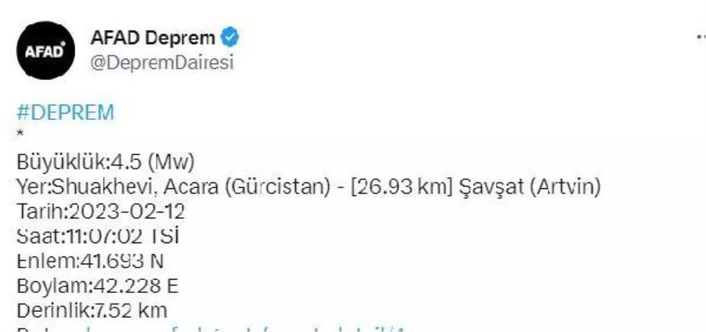 Gürcistan'da 4.5 büyüklüğünde deprem; Artvin'de de hissedildi