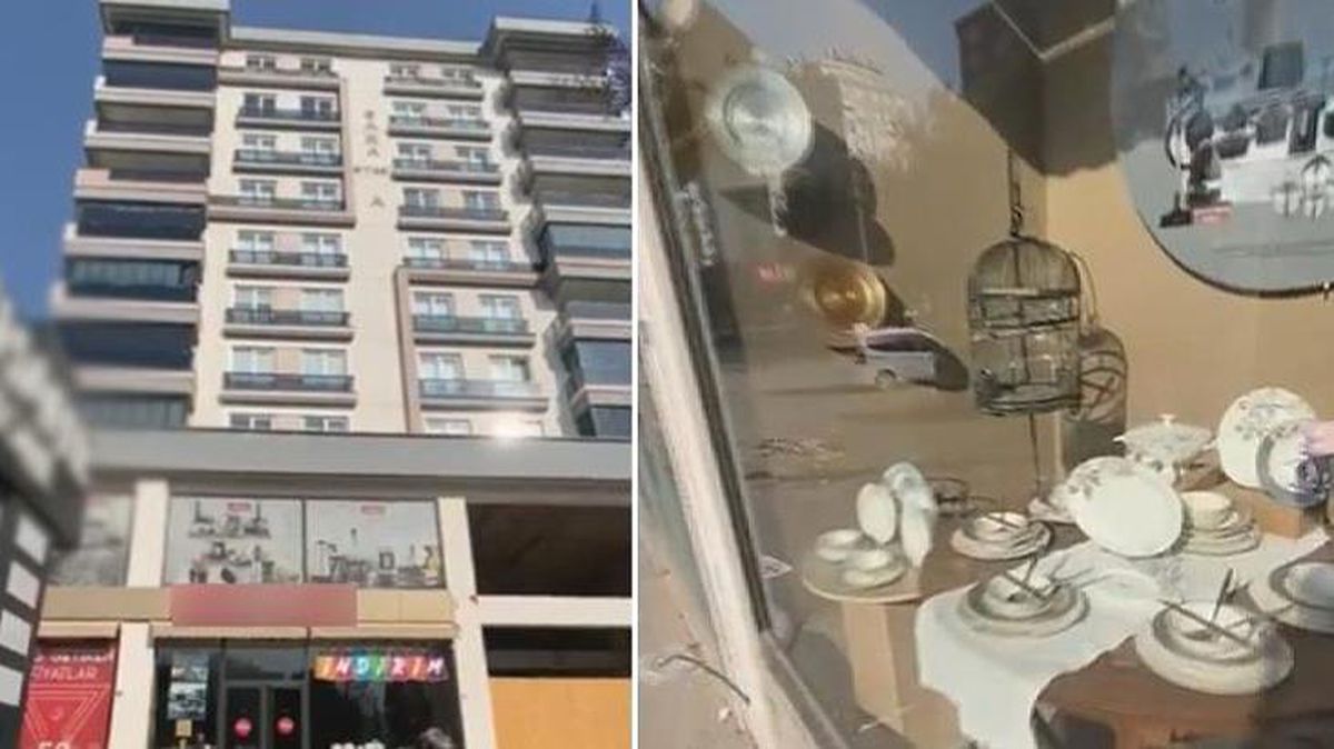 Depremin merkez üssü Kahramanmaraş'ta bir züccaciye dükkanında çekilen görüntü hayrete düşürdü