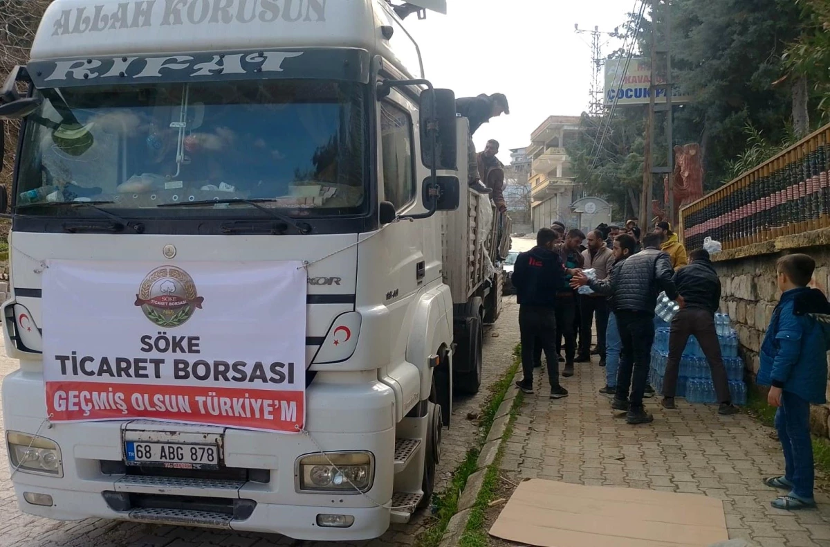 Söke Ticaret Borsası yardım tırı Hatay\'a ulaştı