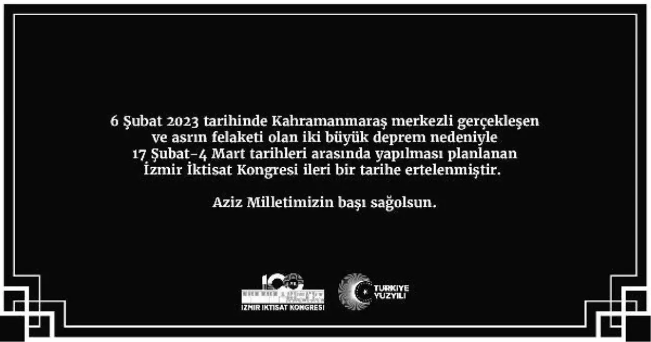 İzmir İktisat Kongresi ertelendi