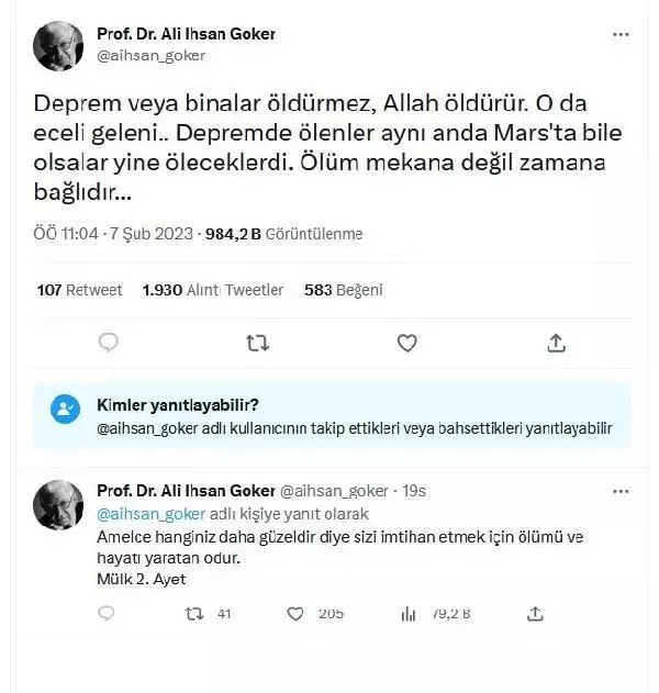 'Deprem öldürmez' diyen profesöre savcılık soruşturması