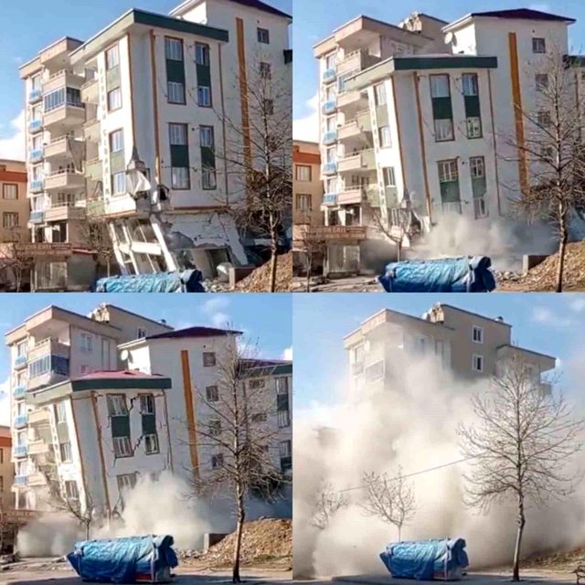 Kahramanmaraş'ta deprem anında yaşanan panikle bir binanın yıkılması anbean kamerada Kahramanmaraş'ta deprem anında yaşanan panikle bir binanın yıkılması anbean kamerada