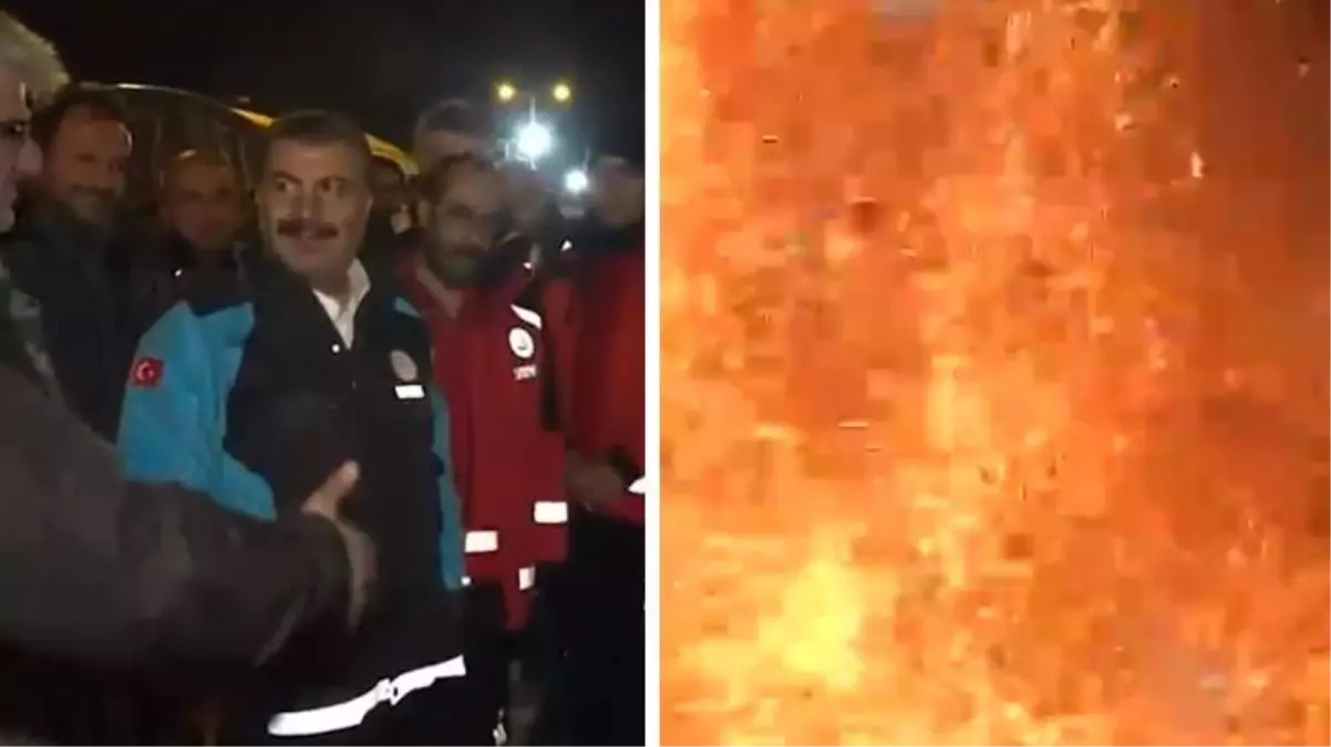 Deprem bölgesinde alev topunun içinde kalan Bakan Koca büyük tehlike atlattı