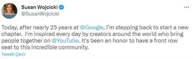Gelirin düşmesi istifa getirdi! Youtube CEO'su Susan Wojcicki görevi bıraktı