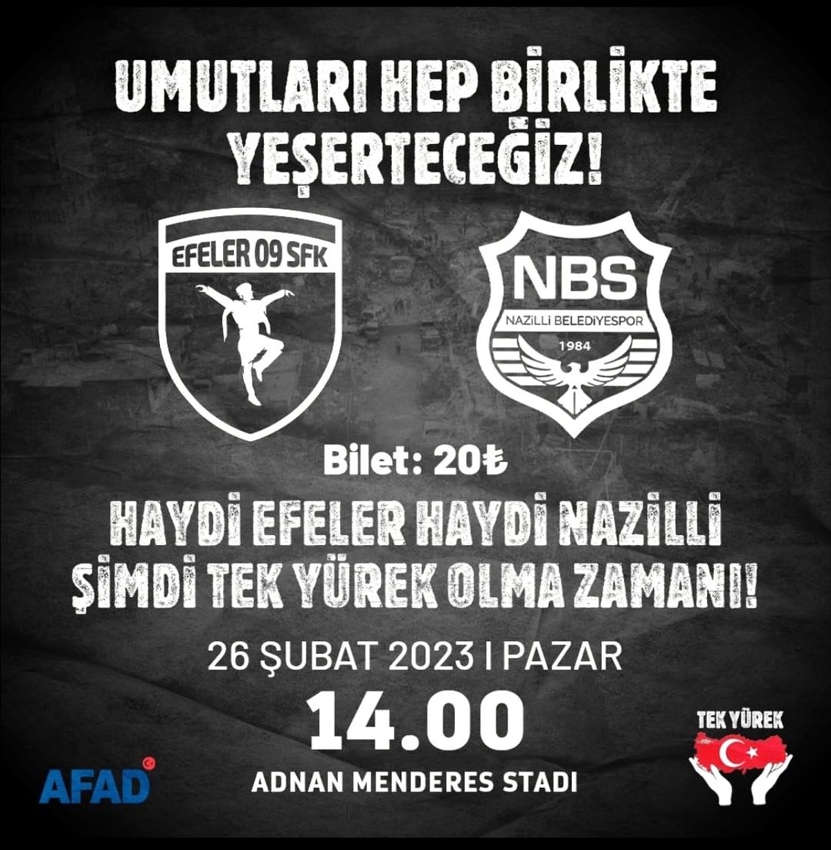 Nazilli Belediyespor ve Efeler 09 SFK depremzedeler için karşılaşacak