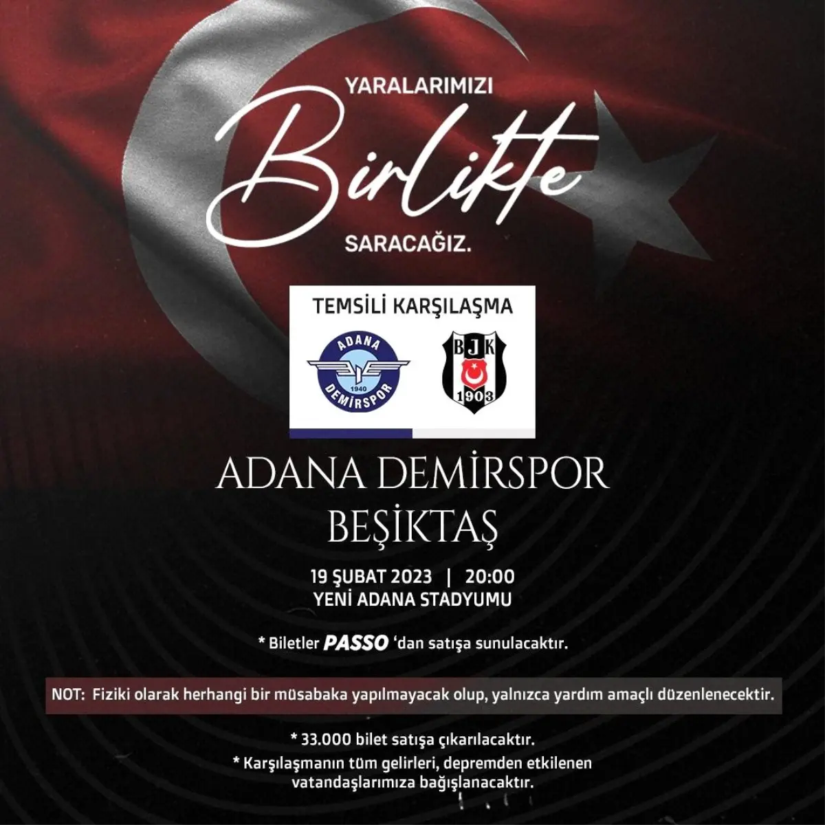 Adana Demirspor, depremzedeler için Beşiktaş ile temsili maç yapacak