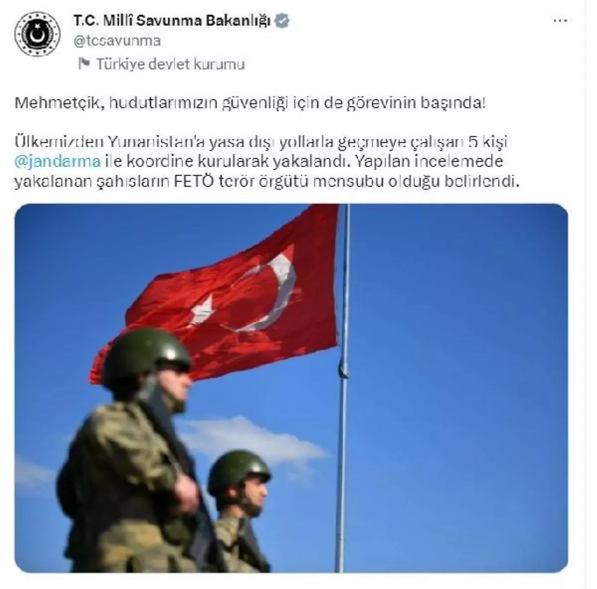 MSB: Yunanistan\'a geçmeye çalışan 5 FETÖ mensubu yakalandı