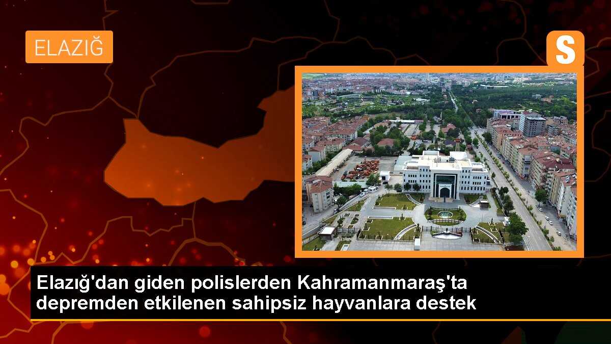Elazığ\'dan giden polislerden Kahramanmaraş\'ta depremden etkilenen sahipsiz hayvanlara destek
