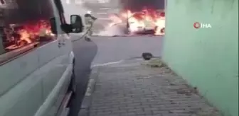 Kartal'da araç alev alev yandı