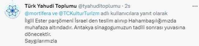 Kültür ve Turizm Bakanlığından tarihi Ester parşömenine ilişkin açıklama