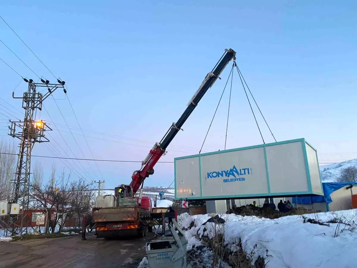 Deprem bölgesine konteyner desteği