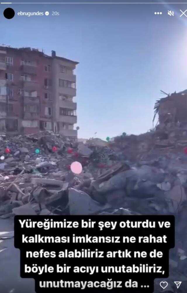 Depremde vefat eden çocuklar için enkaza balon bağlandı, Ebru Gündeş görüntüye sessiz kalmadı: Yüreğimize oturdu