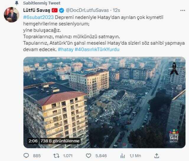 Lütfü Savaş yayınladığı videoyla Hataylılara seslendi: Topraklarınızı satmayın