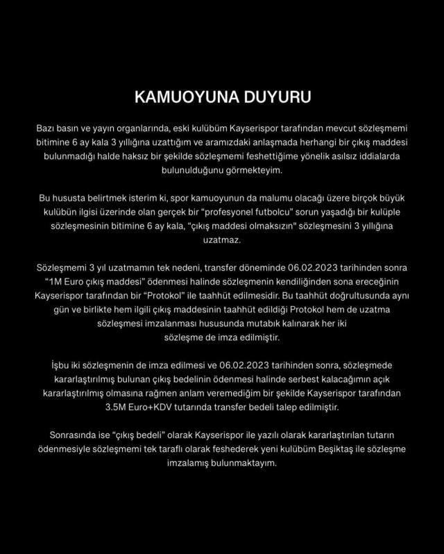 Onur Bulut Kayserispor'a ağır suçlama: Aldatma üzere planlanan eylem için suç duyurusunda bulunacağım