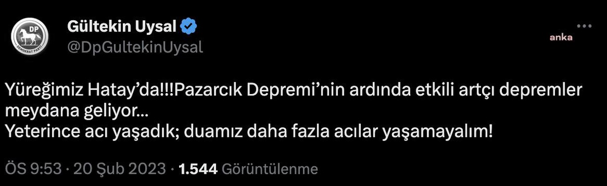Uysal: Pazarcık Depremi\'nin Ardında Etkili Artçı Depremler Meydana Geliyor… Yeterince Acı Yaşadık, Duamız Daha Fazla Acılar Yaşamayalım