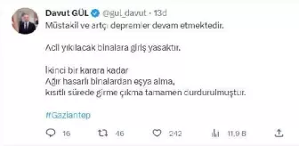 Gaziantep'te ağır hasarlı binalardan eşya alımı durduruldu