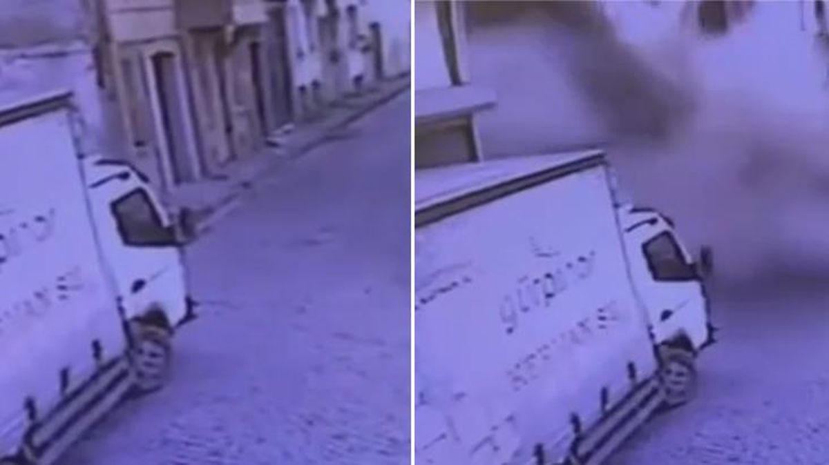 İstanbul'daki 2 katlı metruk binanın çökme anı güvenlik kamerasına yansıdı
