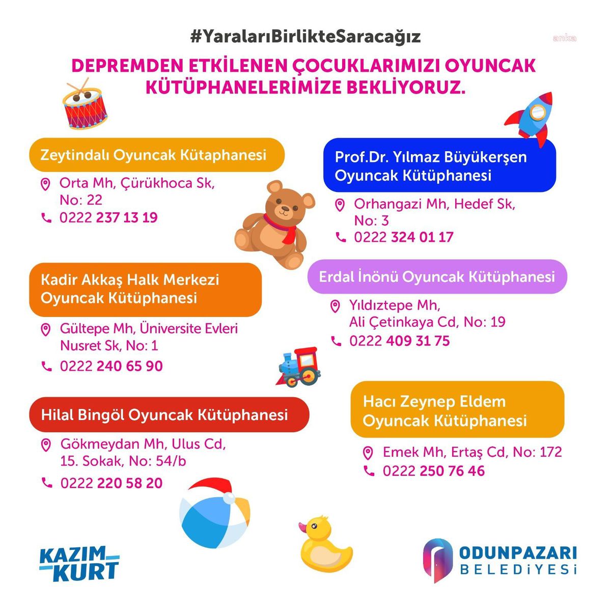 Odunpazarı Belediyesi, Oyuncak Kütüphanelerini Deprem Mağduru Çocuklara Açtı