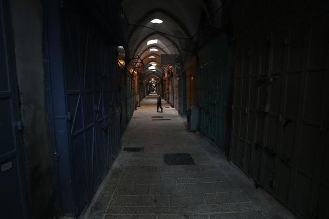 İsrail Baskınının Ardından Kudüs'ün Eski Şehir Bölgesinde Genel Grev İsrail Baskınının Ardından Kudüs'ün Eski Şehir Bölgesinde Genel Grev