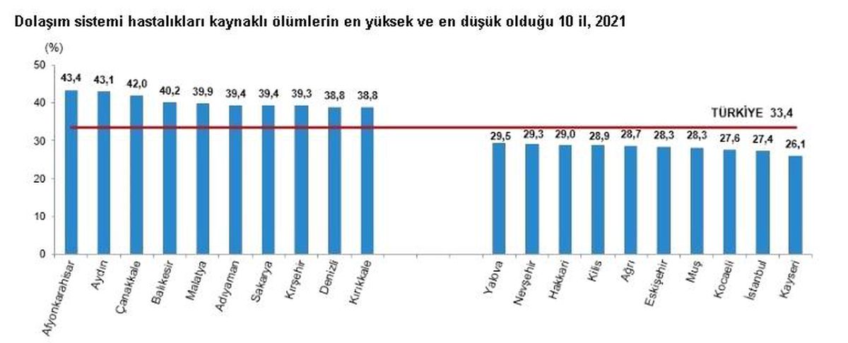 2020 yılında en çok dolaşım sistemi hastalıklarından kaynaklı ölümler yaşandı