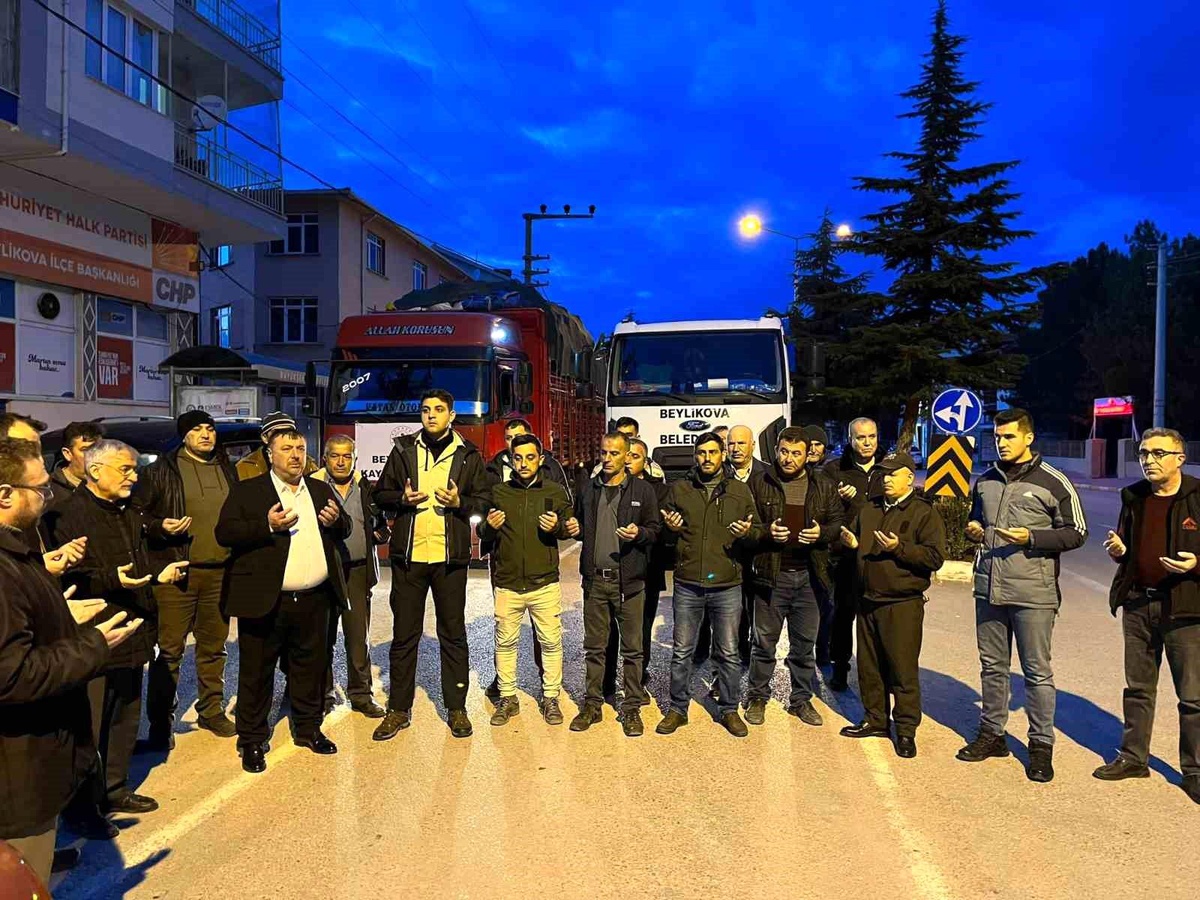 Beylikova\'dan ikinci yardım konvoyu deprem bölgesine doğru yola çıktı