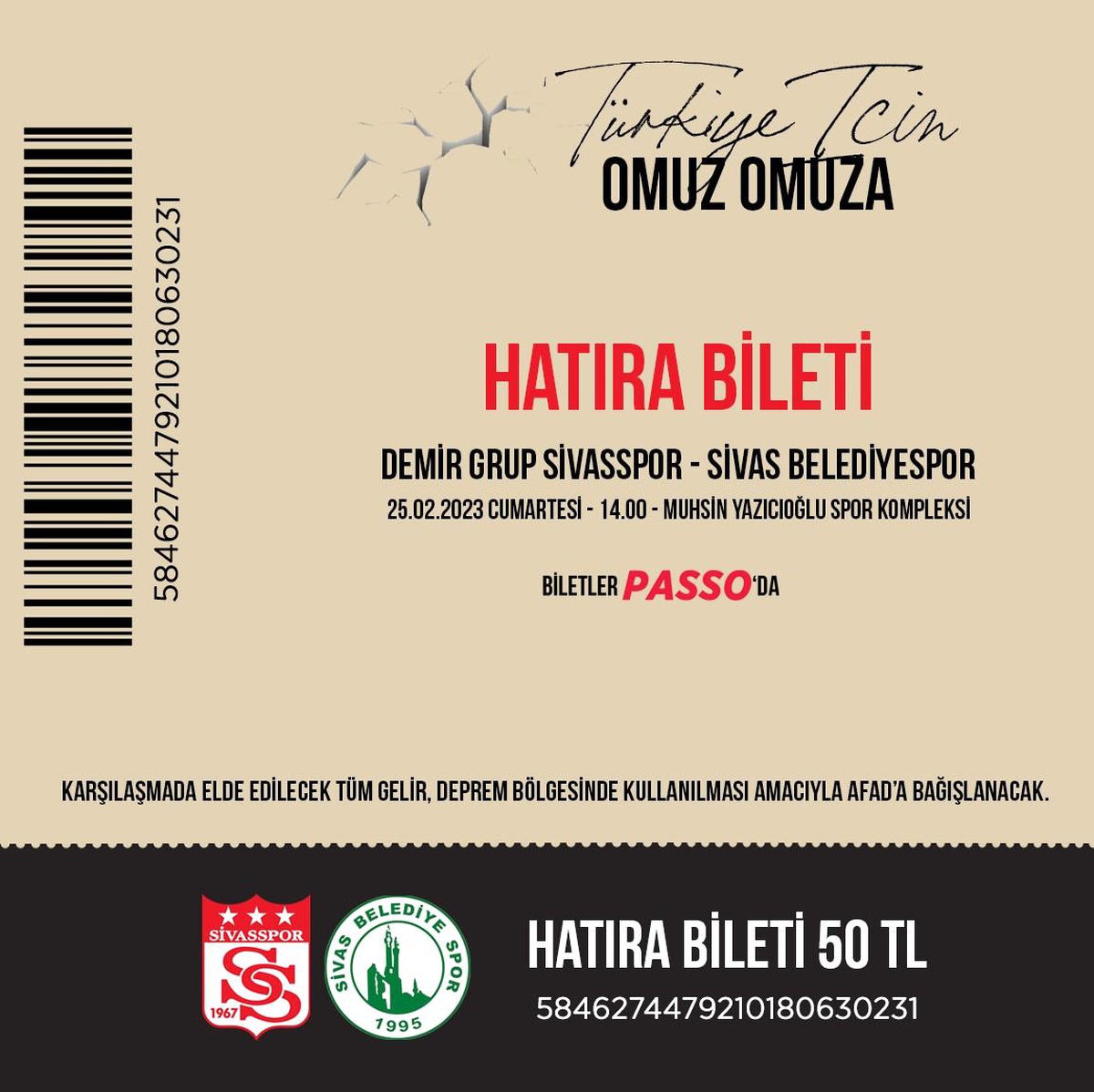Sivasspor Sivas Belediyespor maçının hatıra biletleri satışa çıktı