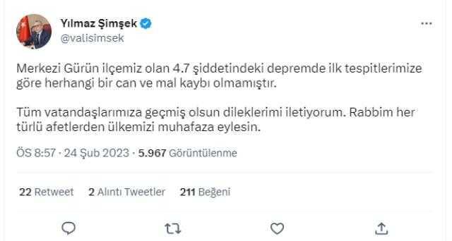 Son Dakika: Sivas'ın Gürün ilçesinde 4.7 büyüklüğünde deprem meydana geldi