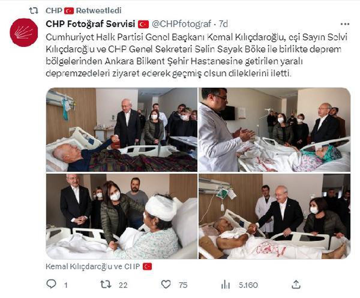 Kılıçdaroğlu, yaralı depremzedeleri ziyaret etti