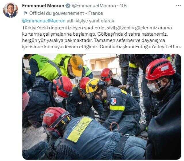 Macron, Fransa'nın Türkiye ile dayanışmasının devam edeceğini belirtti Macron, Fransa'nın Türkiye ile dayanışmasının devam edeceğini belirtti