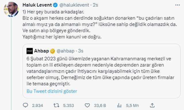 Ahbap'a çadır satılmasına ilişkin Kızılay Başkanı Kınık sessizliğini bozdu: Ahbap ile işbirliği yasaldır, aksini iddia eden kötü niyetlidir