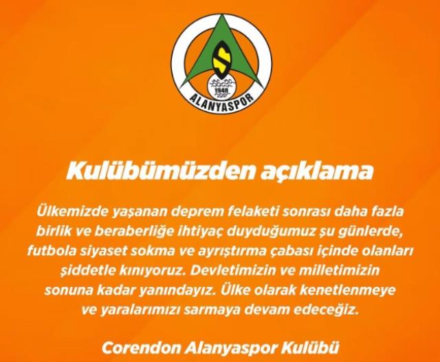 Kayserispor'un ardından Süper Lig'den 4 kulüp, siyasi tezahüratlara tepki gösterdi