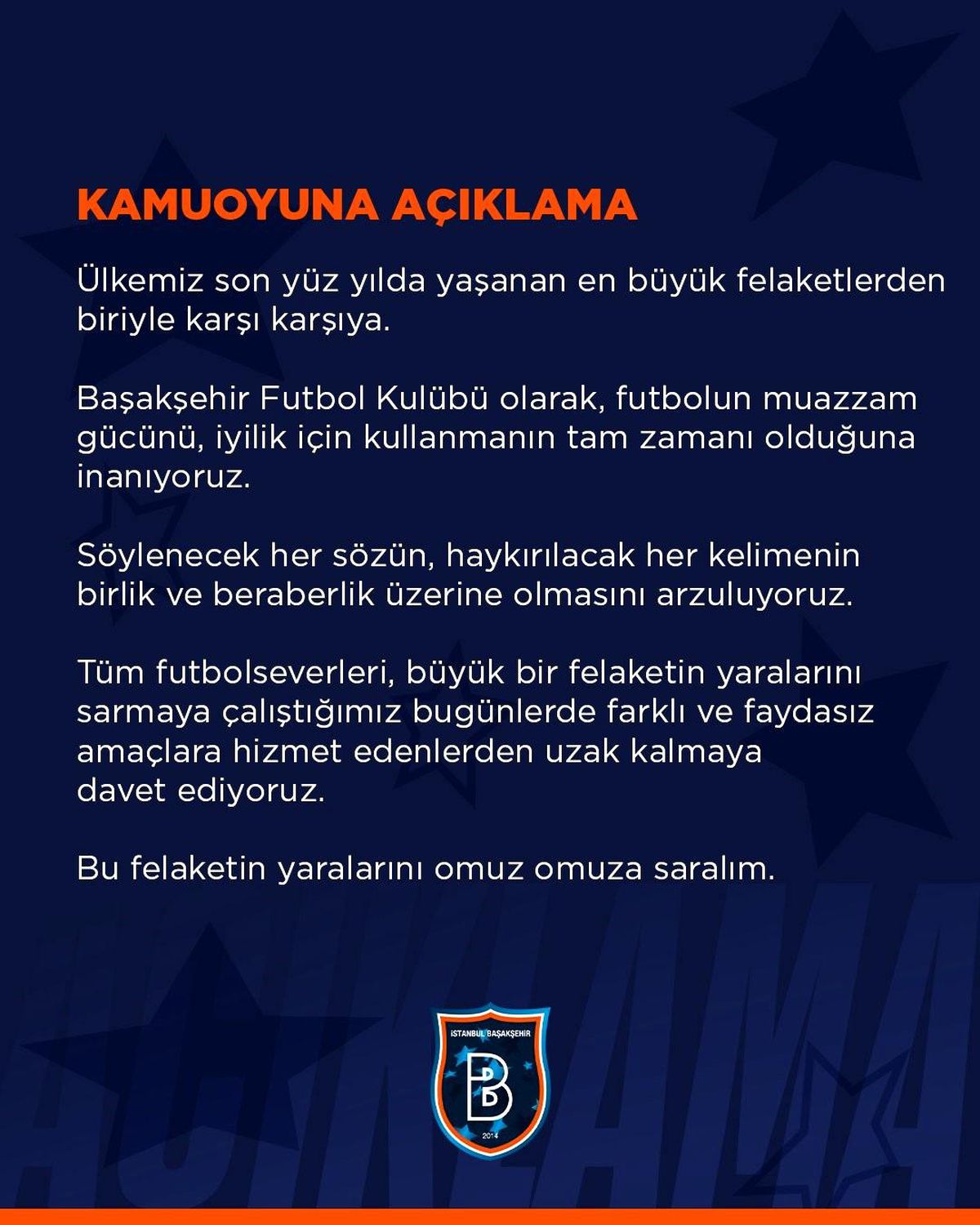 Başakşehir\'den açıklama