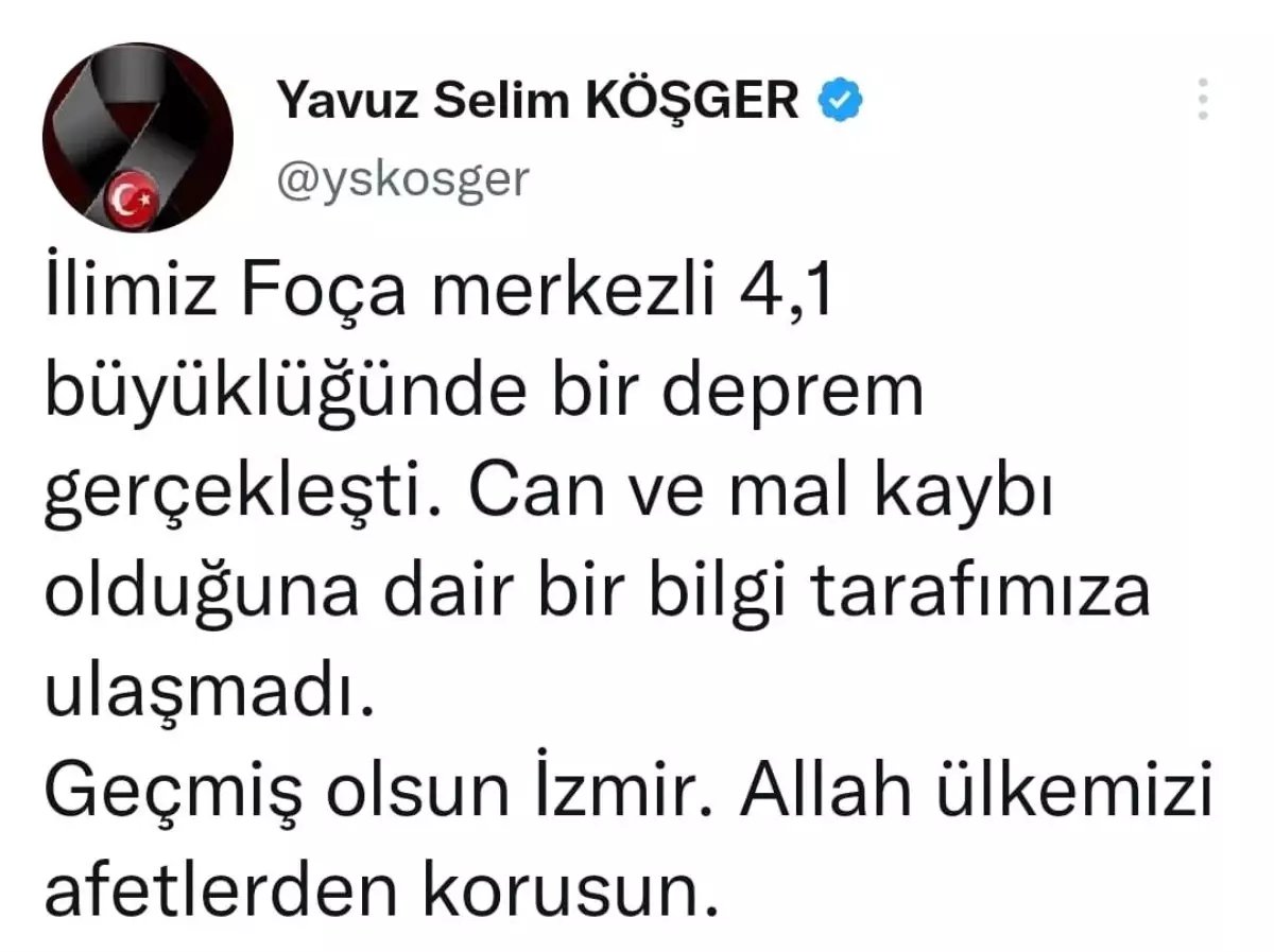 İzmir Valisi Köşger\'den deprem açıklaması