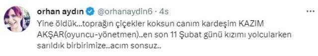 Oyuncu Kazım Akşar'ın ani ölümü sanat dünyasını yasa boğdu! Paylaşımlar peş peşe geldi