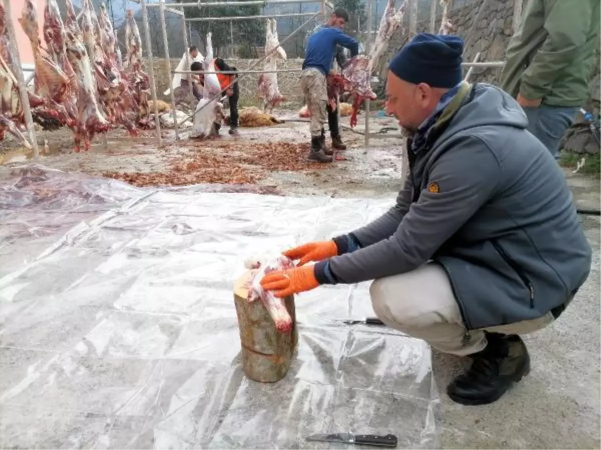 SÜRMENELİLER 16 KÜÇÜKBAŞIN ETİNİ KONUK DEPREMZEDELERE İKRAM ETTİ