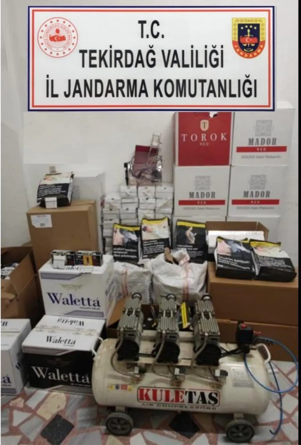 Tekirdağ\'da kaçak 176 bin 250 adet makaron ve 240 kilo tütün ele geçirildi