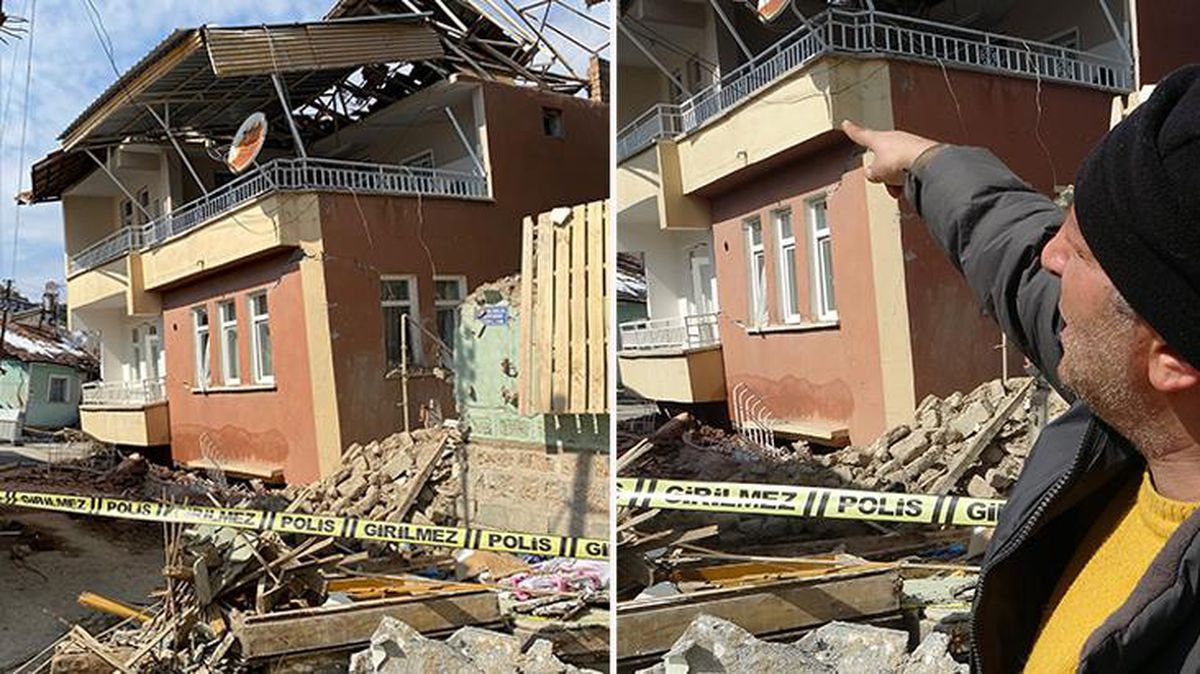 Malatya'da depremde ağır hasan alan binanın birinci katı yere gömüldü